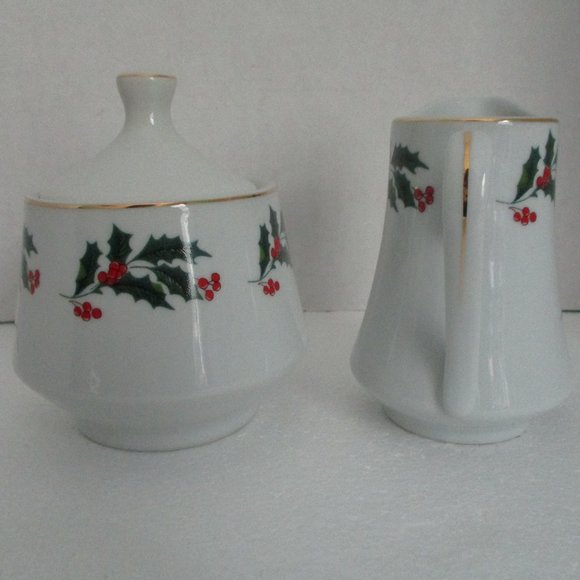 Porcelain Sugar & Creamer Christmas Set - Picture 1 of 14